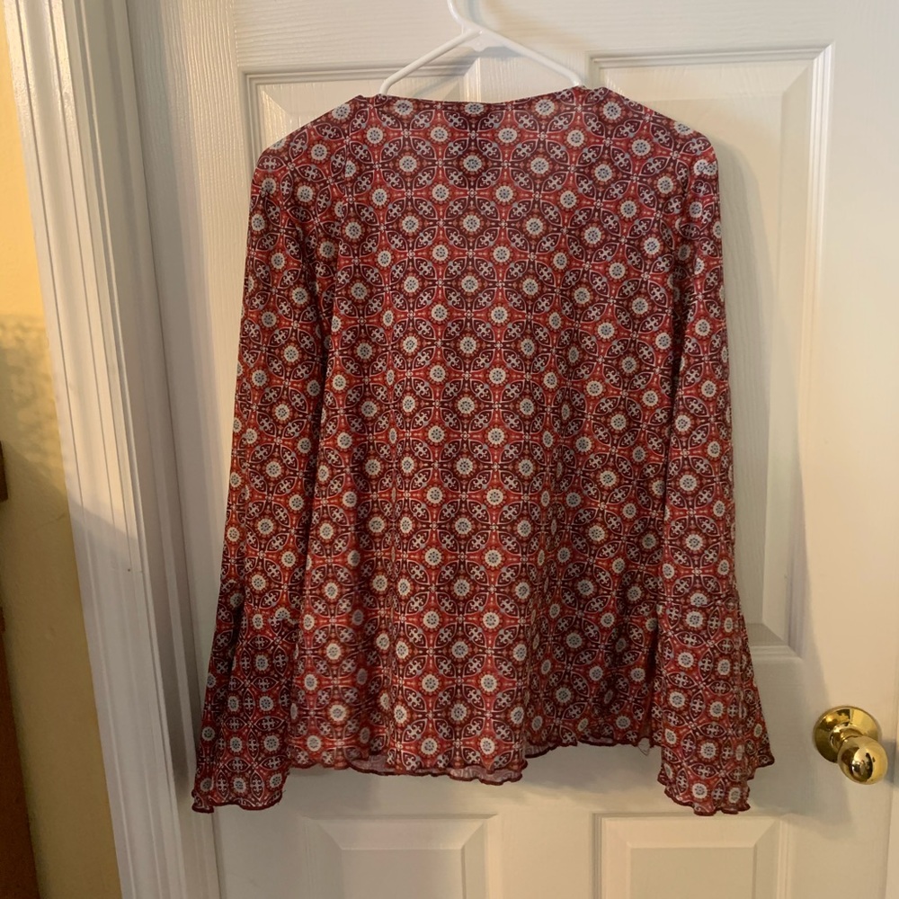 Beautiful Ruffled Red Ladies Blouse - Picture 7 of 8